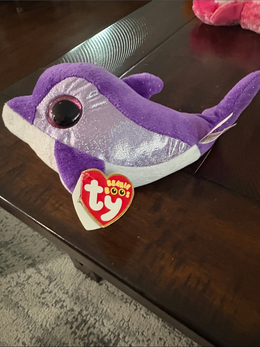 Ty Purple Narwhal Plush with Glitter Accents